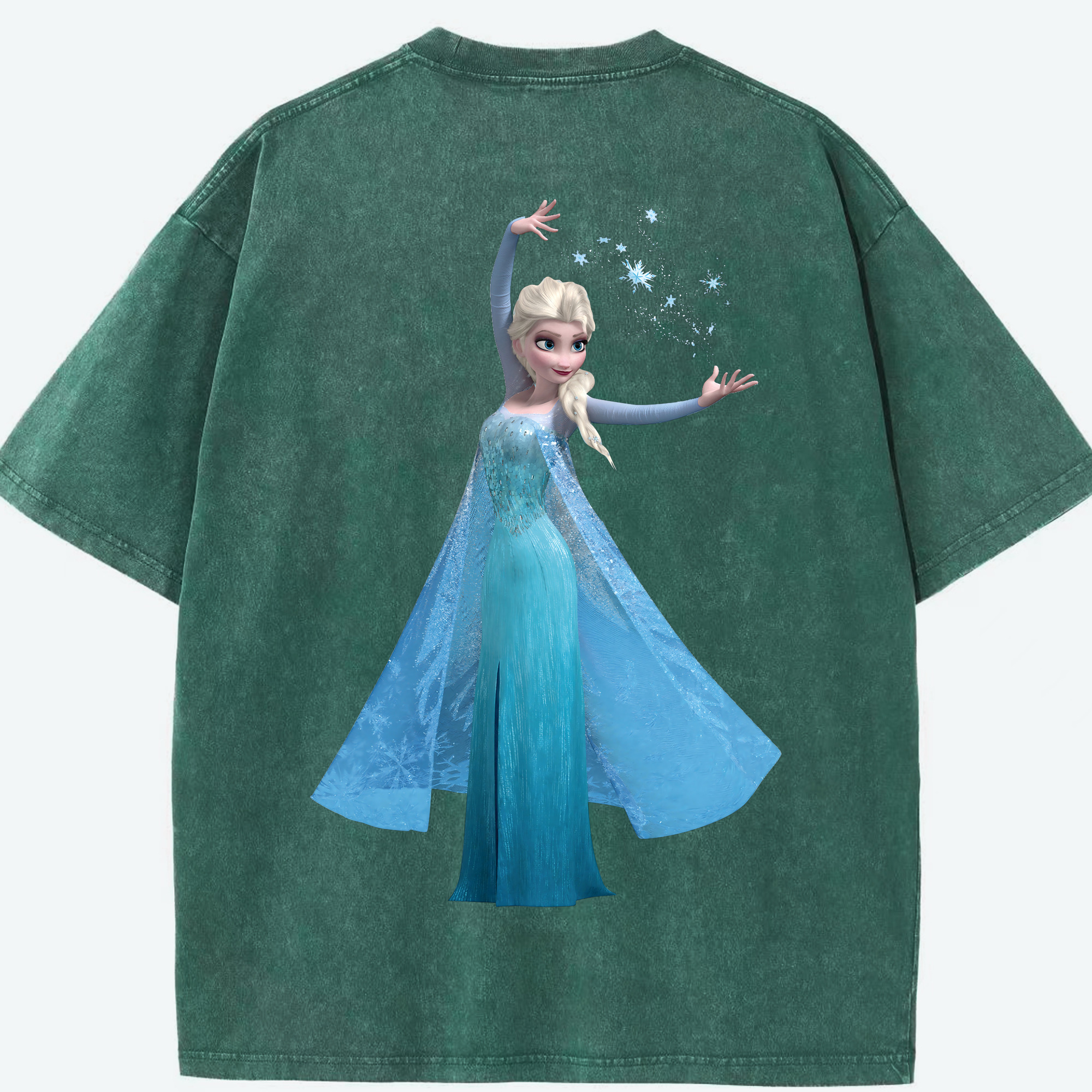 （画像用） アナと雪の女王 アンナ エルサ Frozen Anna Elsa 綿100% ヴィンテージ風 半袖Tシャツ（背面プリント）